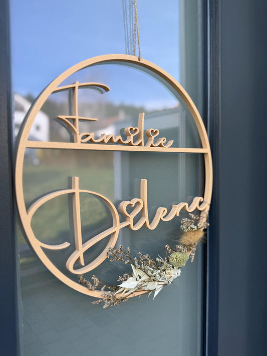 Türschild personalisiert / Familienschild / 3D / 3D-Druck / Nach Wunsch / Namenstürschild / mit Deko / personalisiertes Geschenk / Türkranz