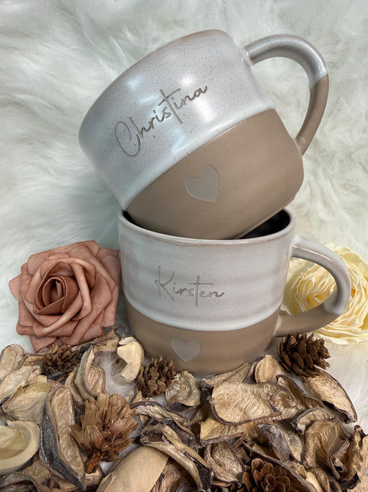 Personalisierte Tasse mit Name Geschenk für Mama Freundin Gravur Becher individuell Keramik Geschenkidee Geburtstag Weihnachten