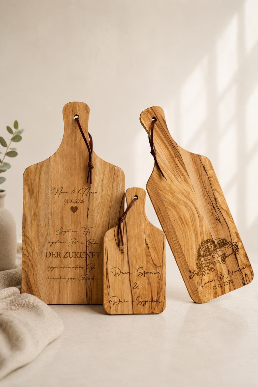 Schneidebrett personalisiert mit Gravur | Hochzeitsgeschenk für Paare | Geschenk zur Hochzeit, Einzug & Jahrestag | Individuelle Gravur