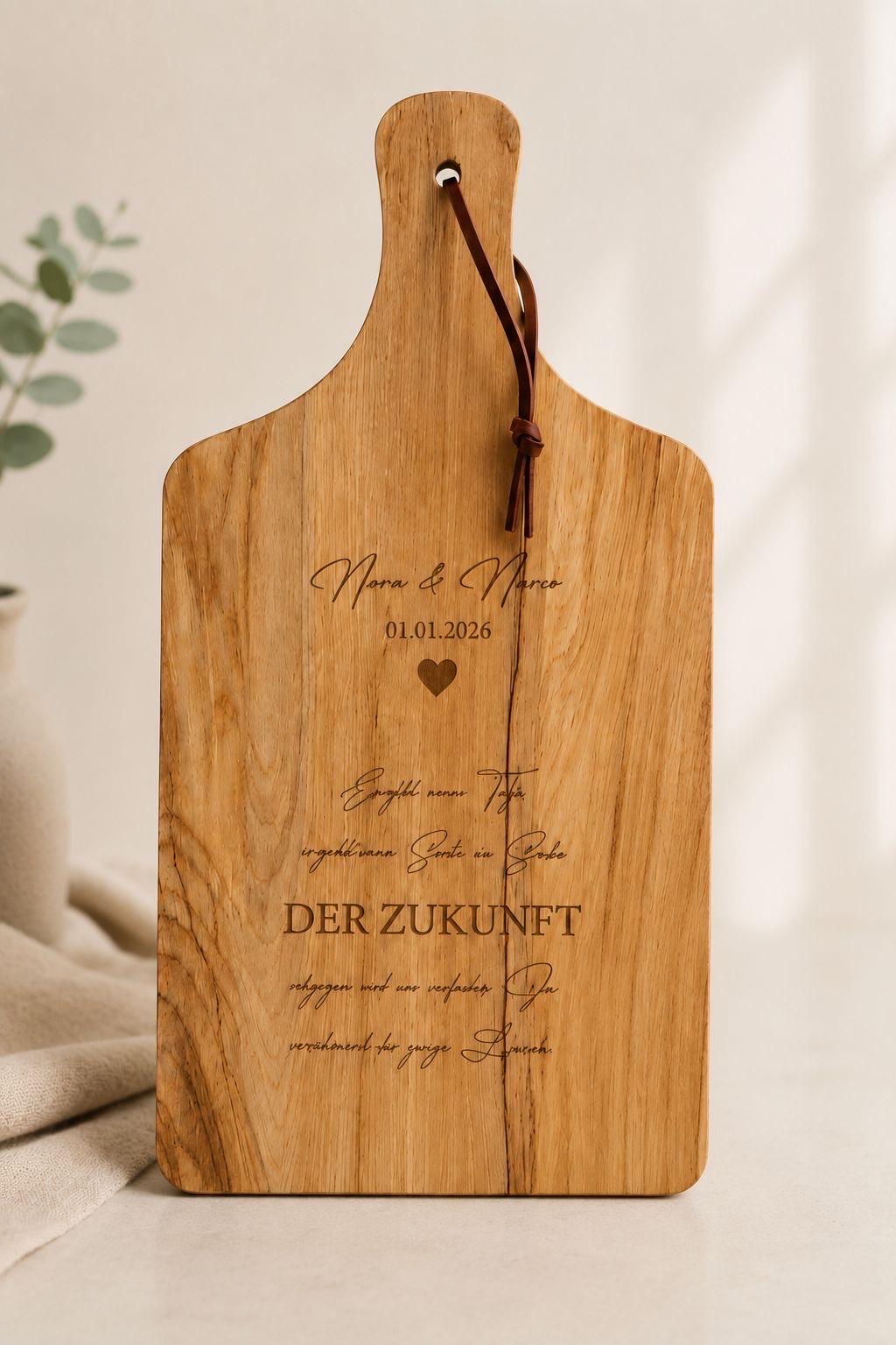 Schneidebrett personalisiert mit Gravur | Hochzeitsgeschenk für Paare | Geschenk zur Hochzeit, Einzug & Jahrestag | Individuelle Gravur