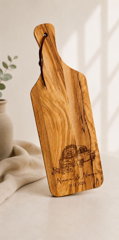 Schneidebrett personalisiert mit Gravur | Hochzeitsgeschenk für Paare | Geschenk zur Hochzeit, Einzug & Jahrestag | Individuelle Gravur